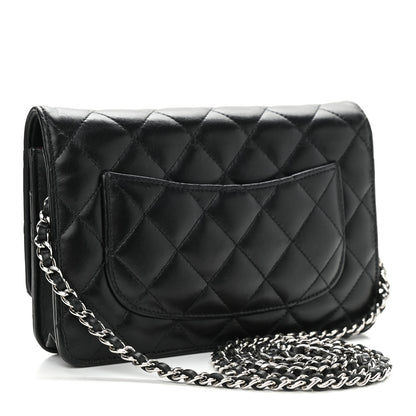 Chanel Lambskin Quilted Wallet On Chain WOC Black 3 of 12