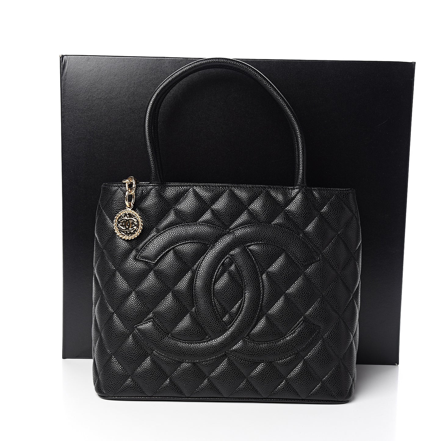 Caviar Quilted Medallion Tote Black