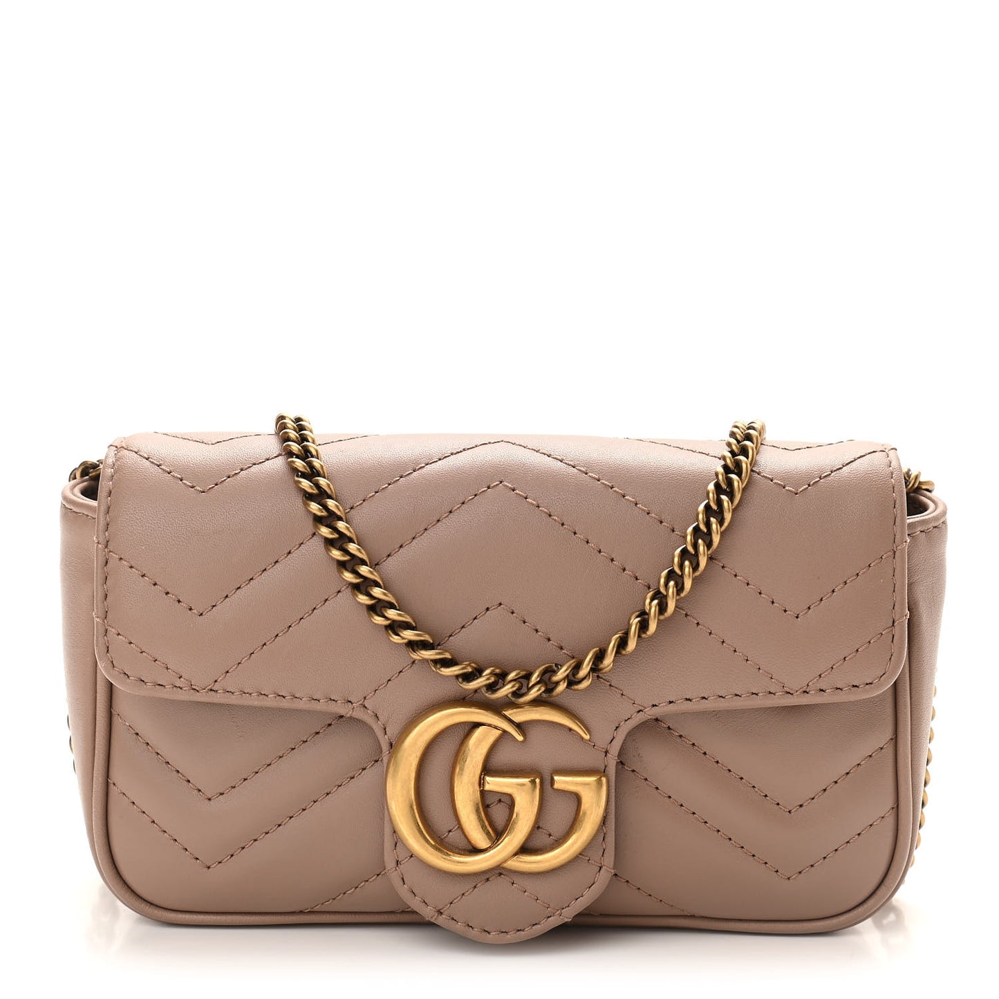 Calfskin Matelasse Super Mini GG Marmont Shoulder Bag Porcelain Rose