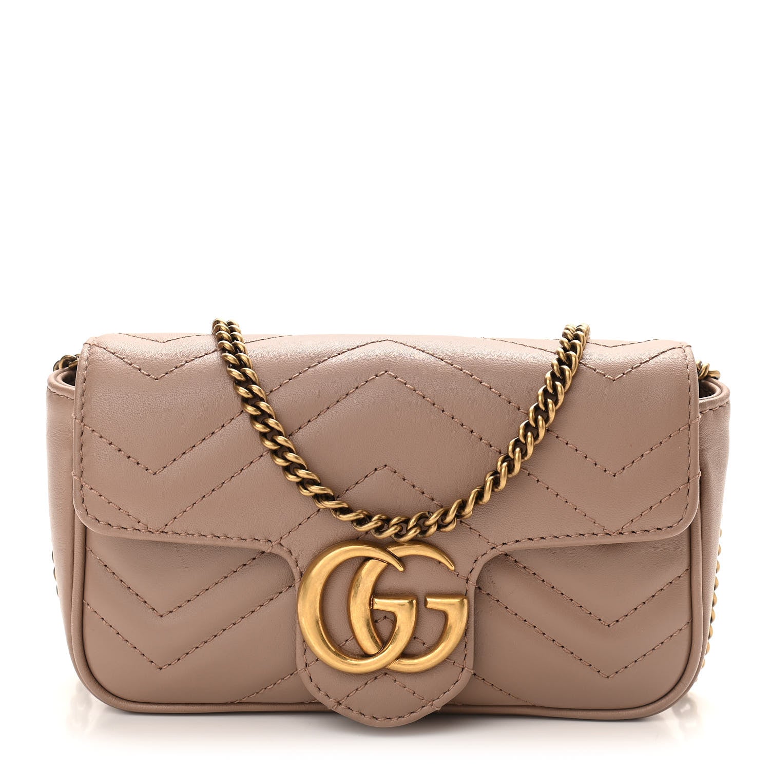 Gucci Calfskin Matelasse Super Mini GG Marmont Shoulder Bag Porcelain Rose 1 of 10