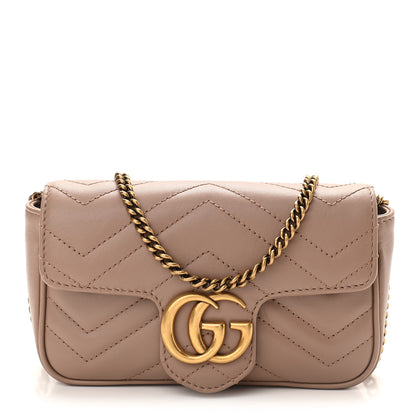 Gucci Calfskin Matelasse Super Mini GG Marmont Shoulder Bag Porcelain Rose 1 of 10
