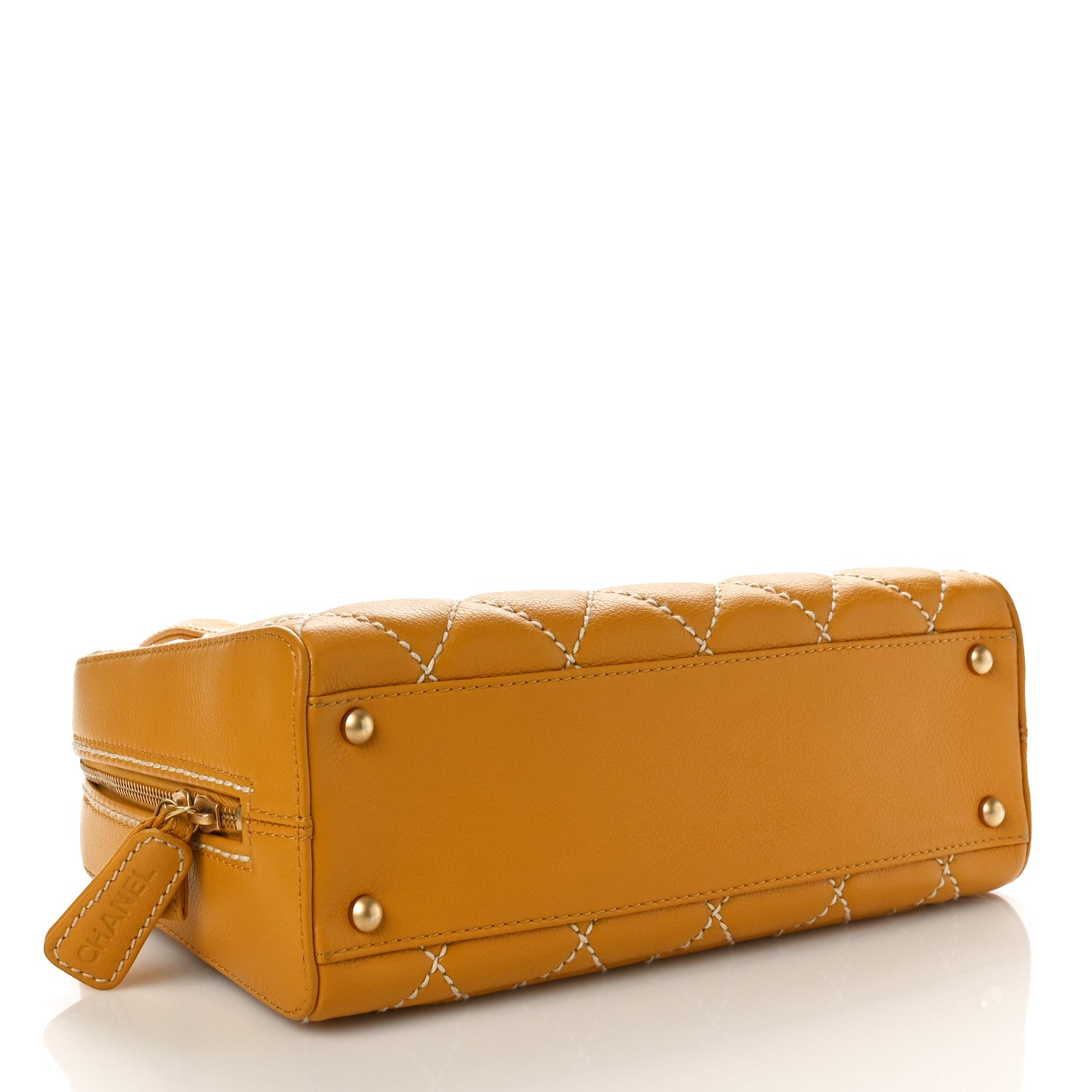 Chanel Calfskin Contrast Stitch Surpique Bowler Yellow 5 of 13