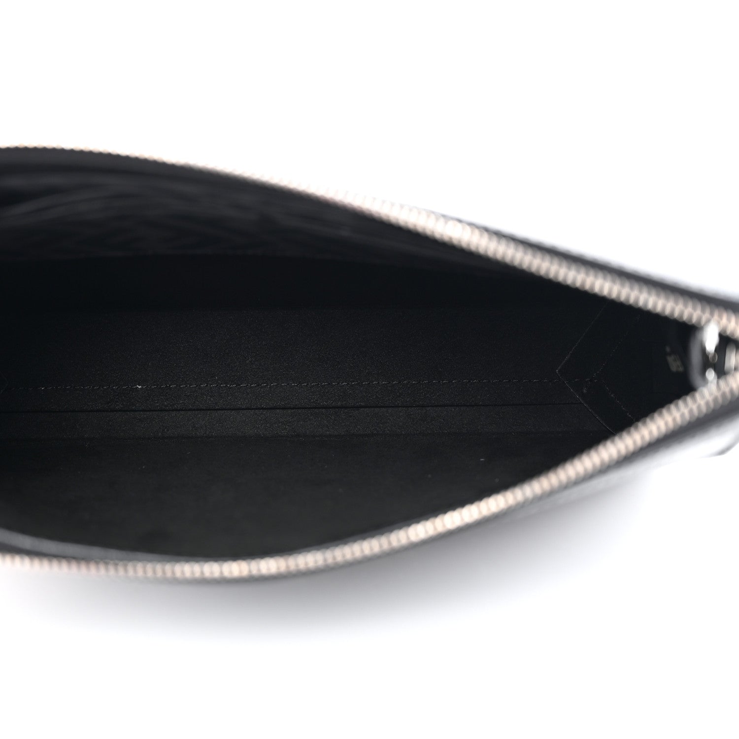 Fendi Shiny Glazed Fabric Vitello Cover FF 1974 Logo Clutch Black 5 of 7