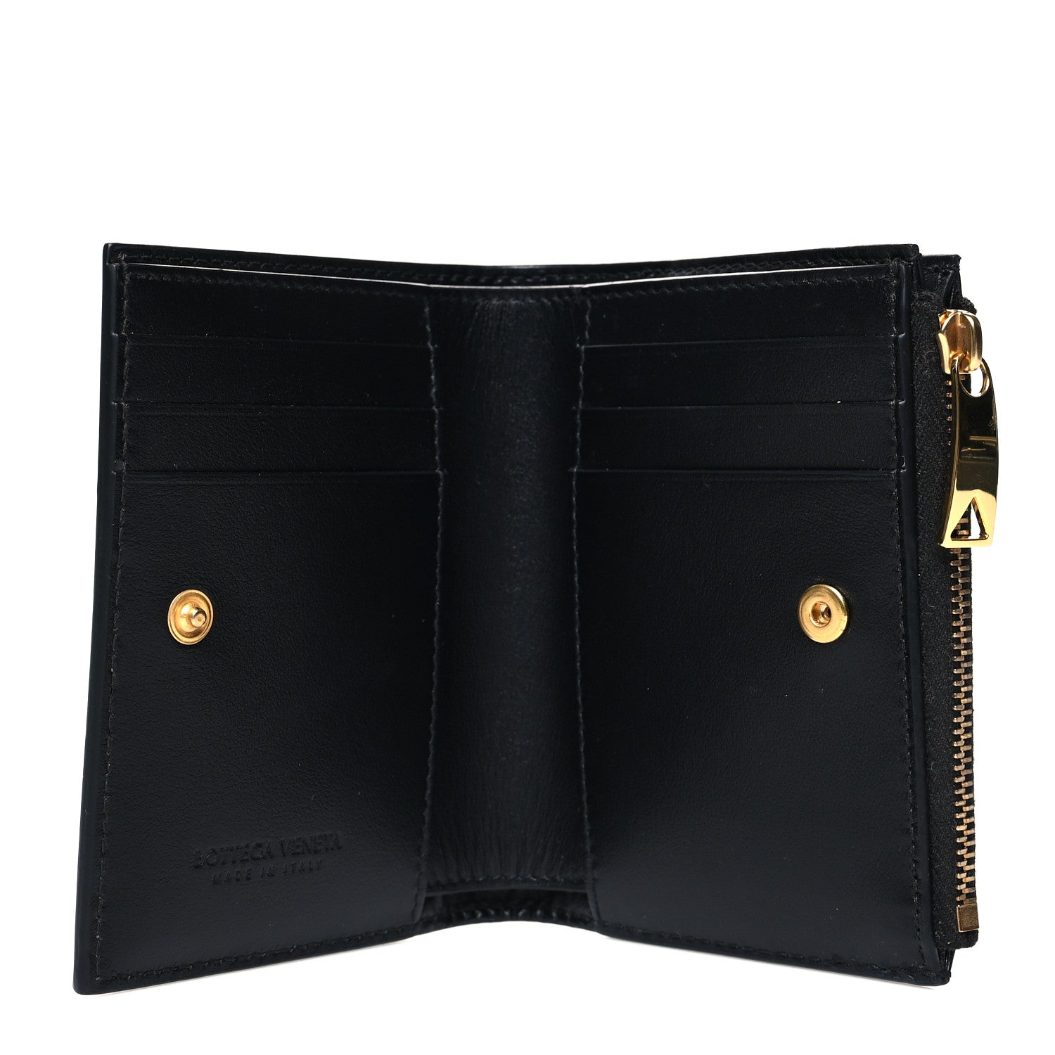 Bottega Veneta Nappa Maxi Intrecciato Small Bi-Fold Zip Wallet Black 5 of 10