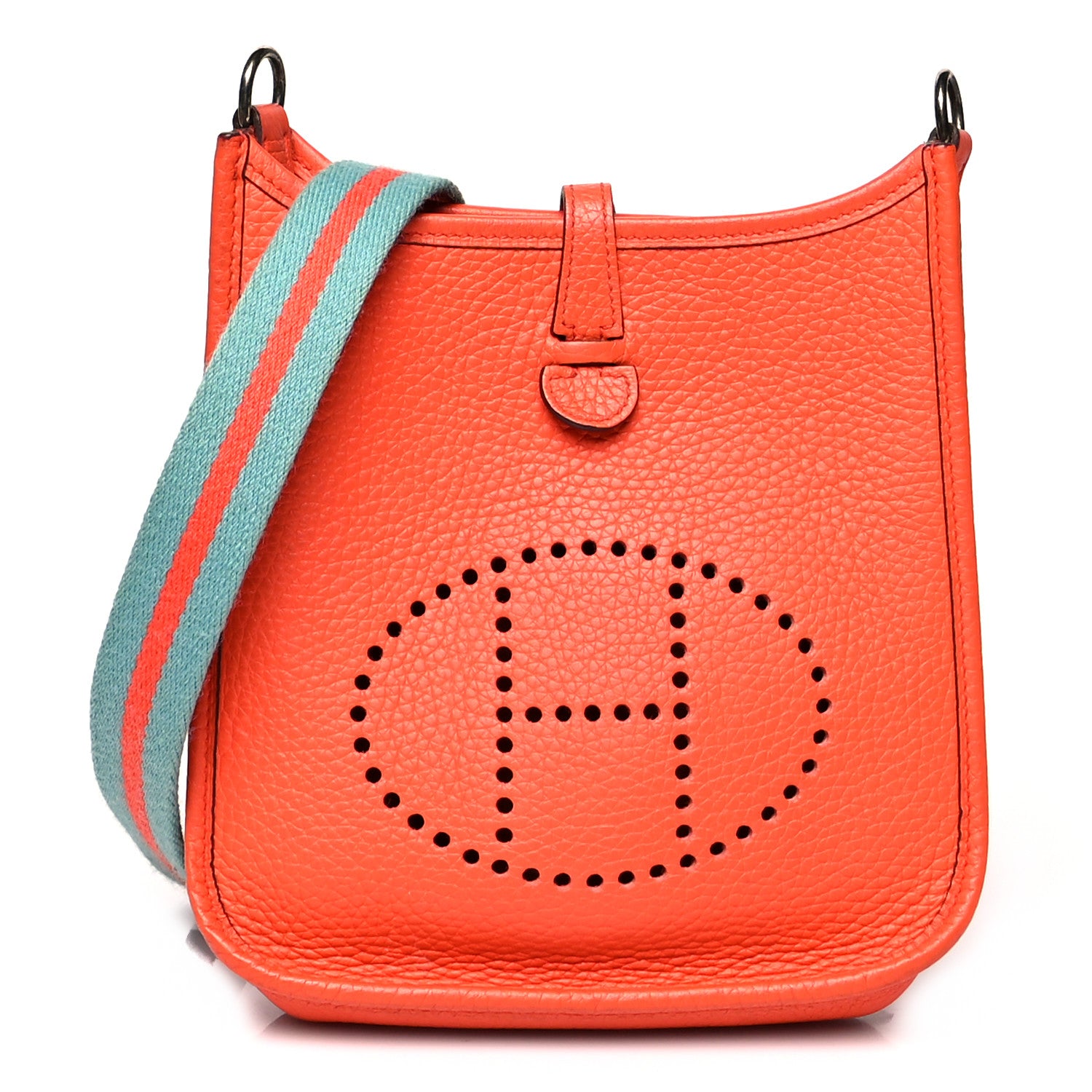 Hermes Taurillon Clemence Amazone Evelyne TPM Orange Poppy Bleu Saint Cyr 1 of 11
