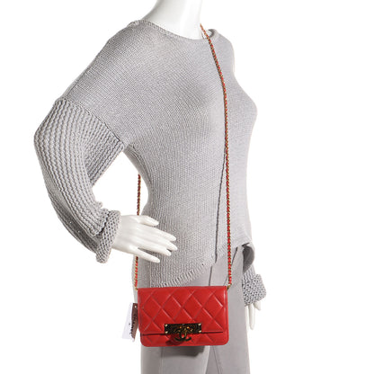 Chanel Lambskin Golden Class Wallet on Chain WOC Red 2 of 7
