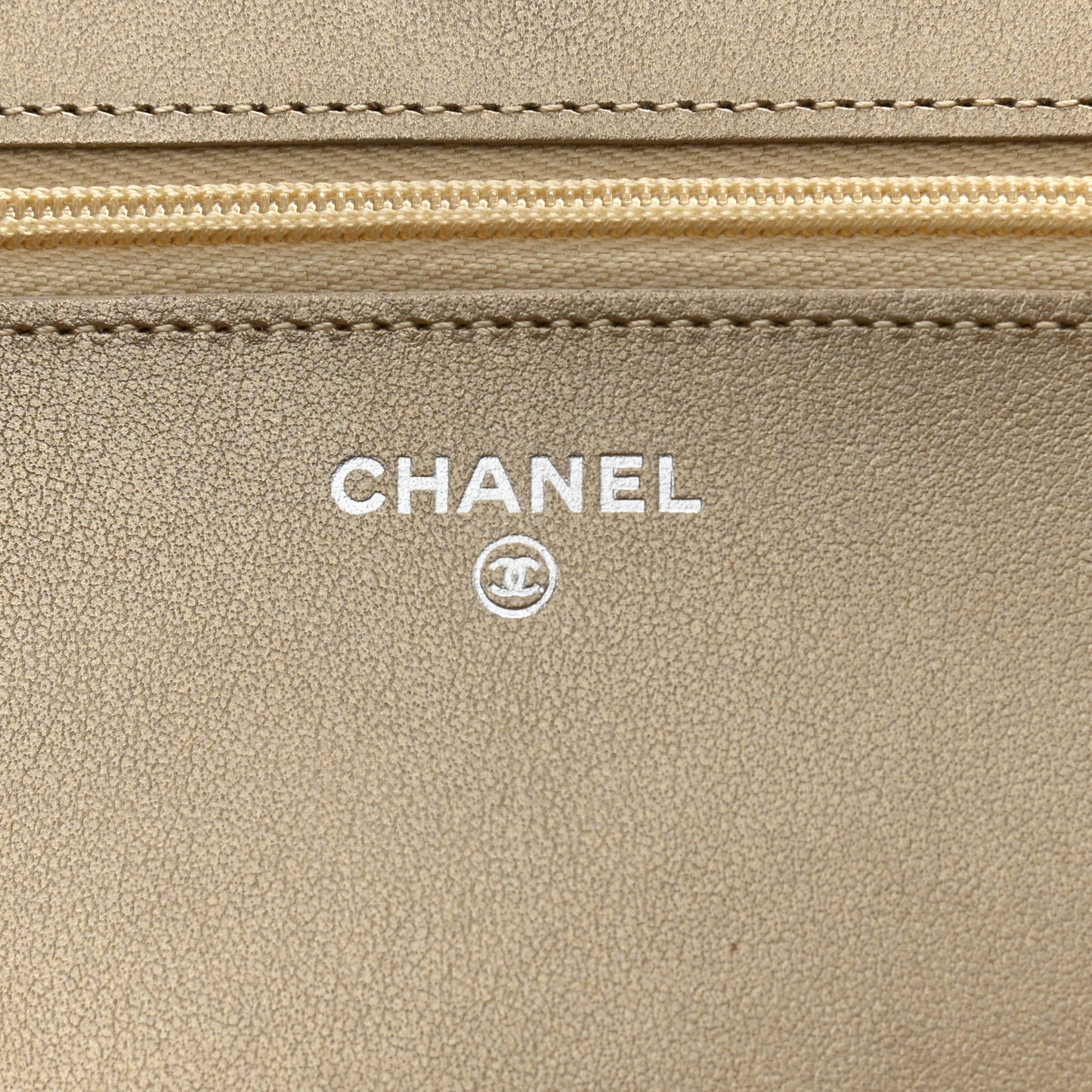 Metallic Lambskin Quilted Wallet On Chain WOC Gold Black
