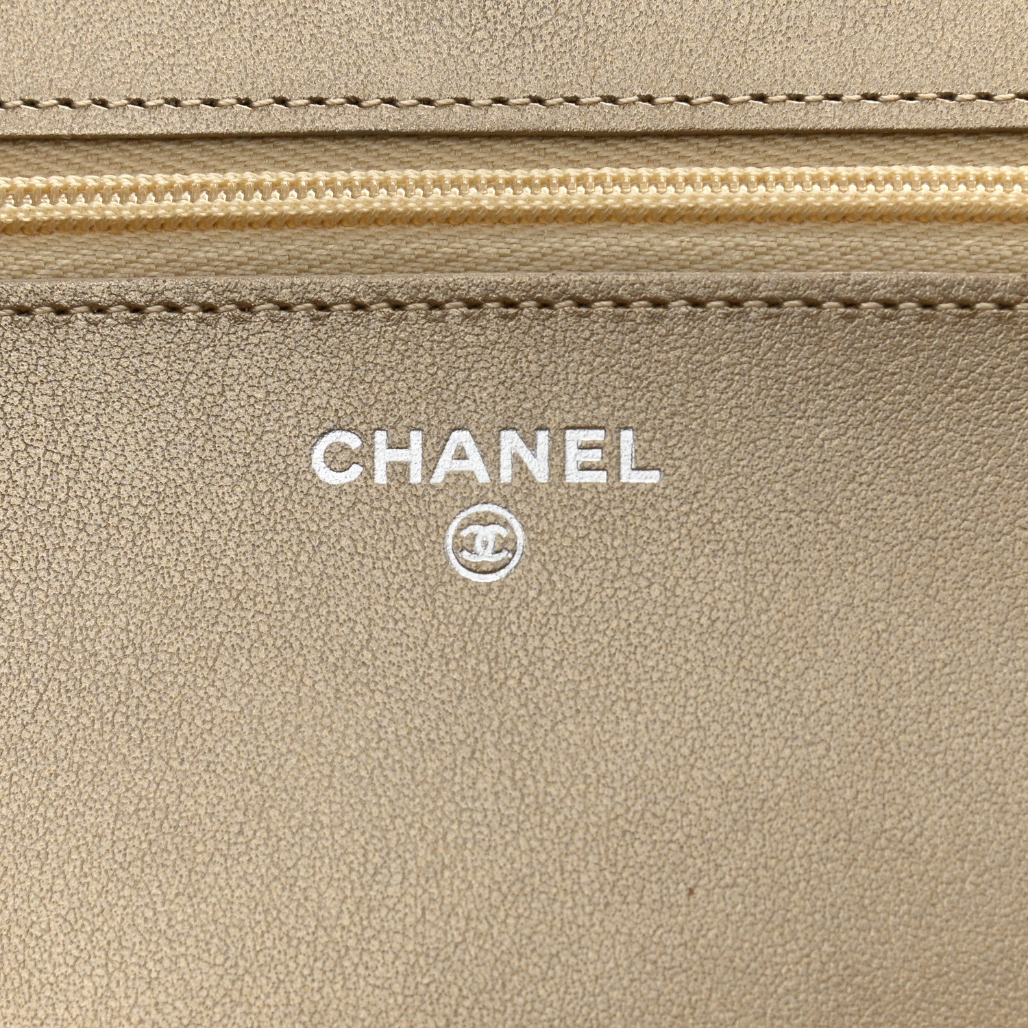 Chanel Metallic Lambskin Quilted Wallet On Chain WOC Gold Black 6 of 13