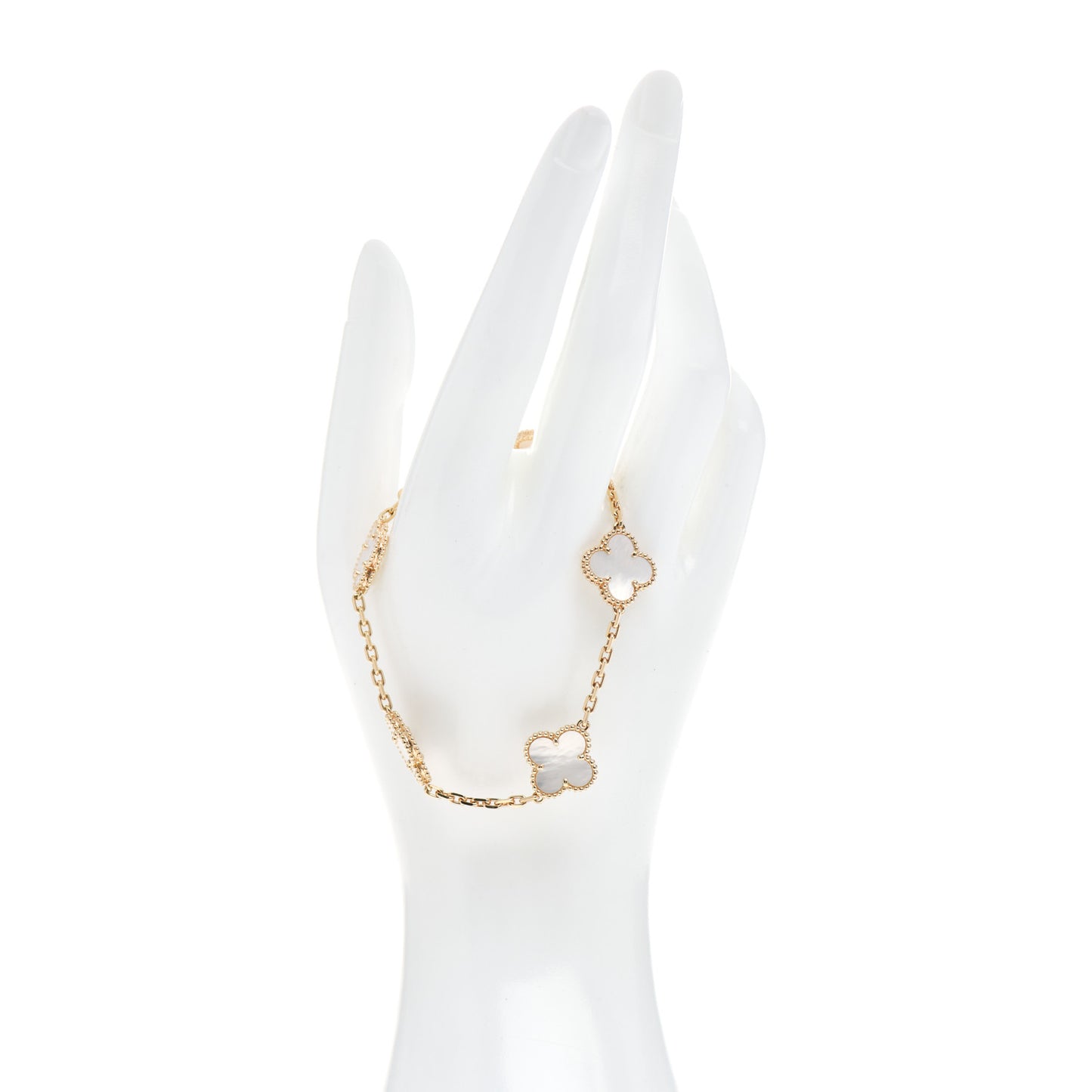 18K Yellow Gold Mother of Pearl 5 Motifs Vintage Alhambra Bracelet