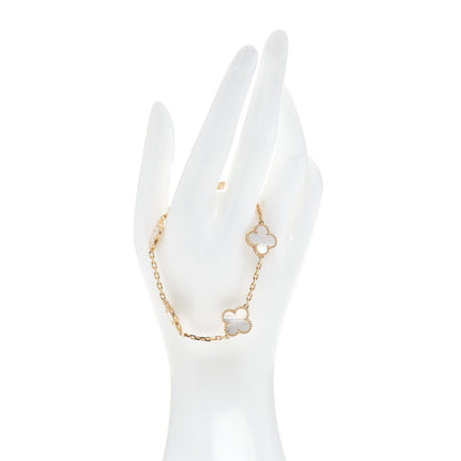Van Cleef & Arpels 18K Yellow Gold Mother of Pearl 5 Motifs Vintage Alhambra Bracelet 2 of 5