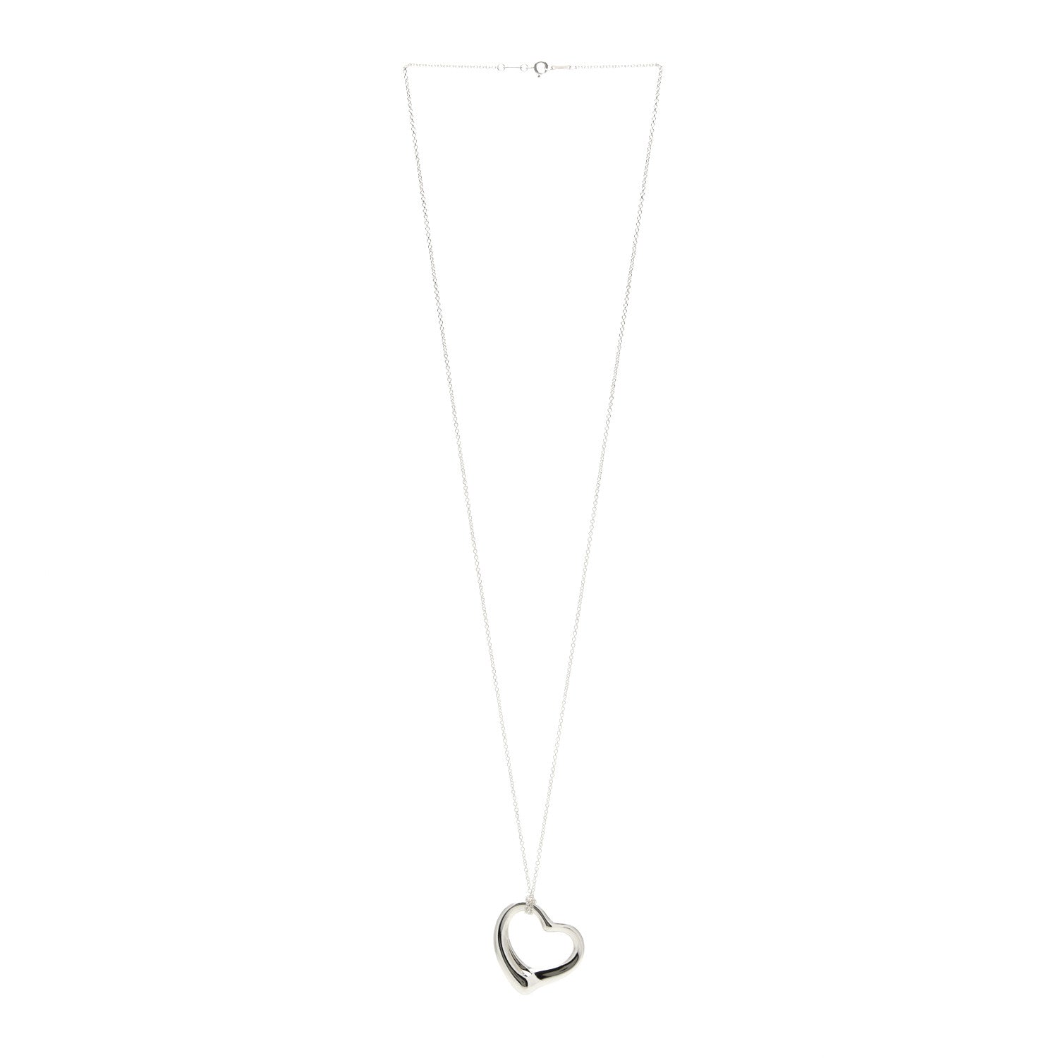 Tiffany Sterling Silver 36mm Elsa Peretti Open Heart Pendant Necklace 3 of 5