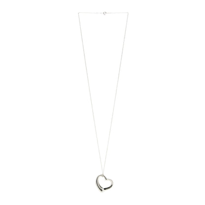 Tiffany Sterling Silver 36mm Elsa Peretti Open Heart Pendant Necklace 3 of 5