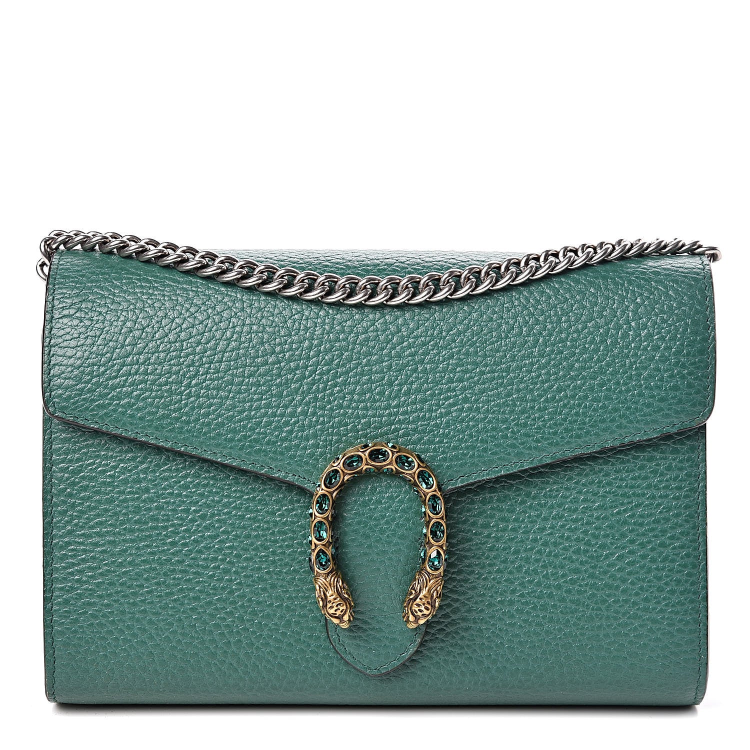 Gucci Calfskin Mini Dionysus Chain Wallet Emerald 1 of 10