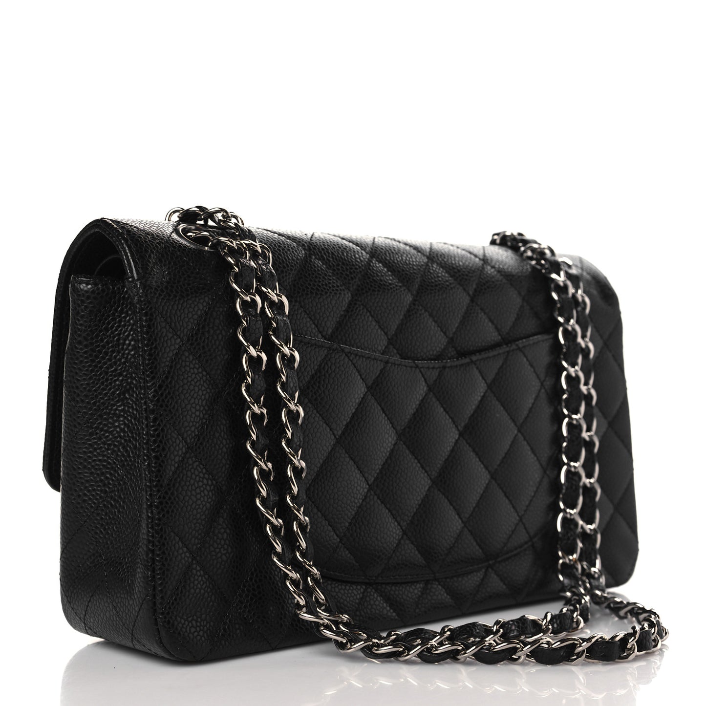 Caviar Quilted Medium Double Flap Black