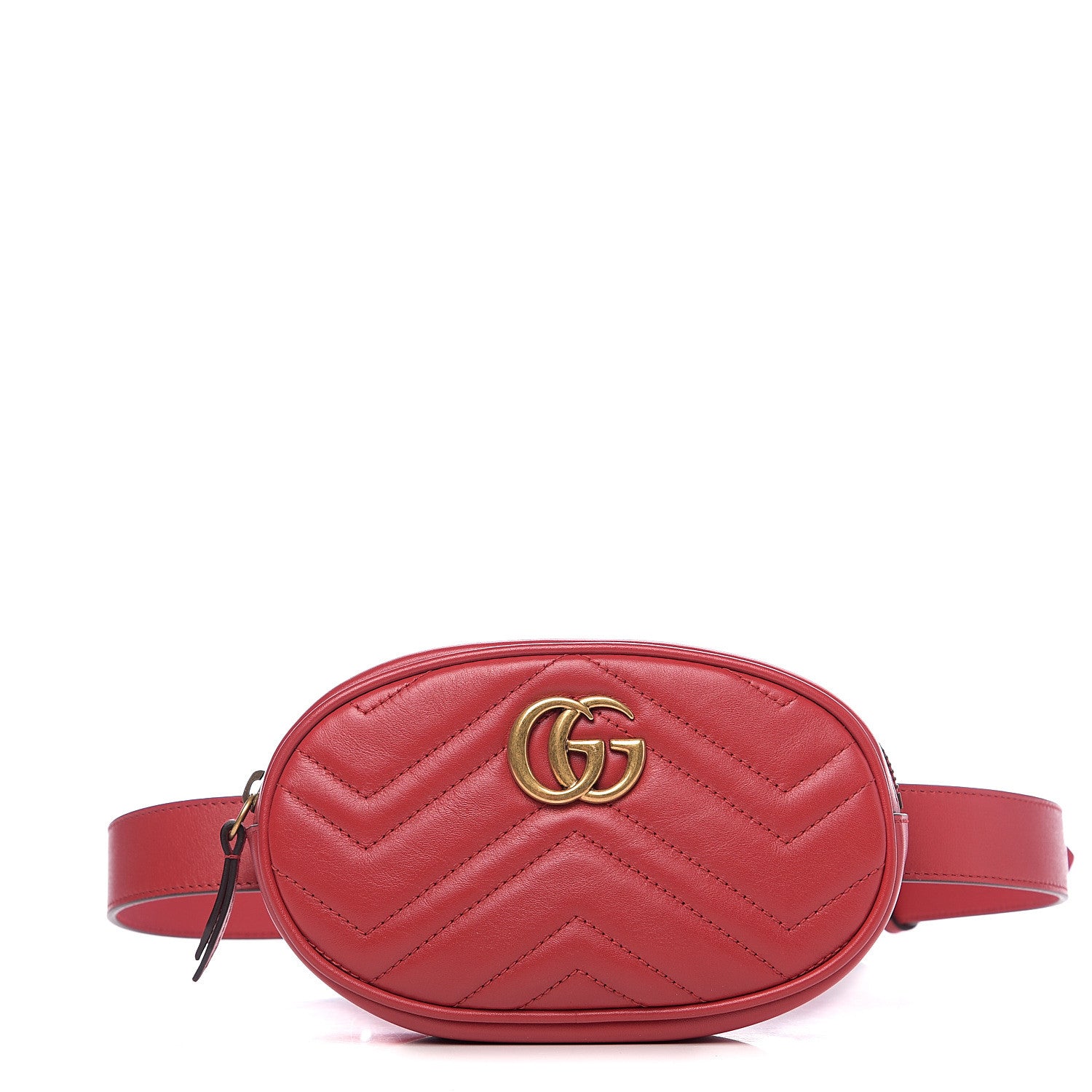Gucci Calfskin Matelasse GG Marmont Belt Bag 95 38 Hibiscus Red 1 of 9