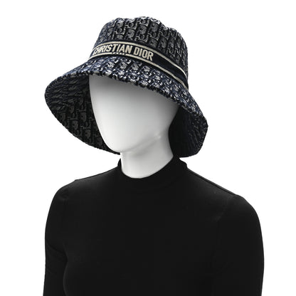 Christian Dior Velvet Oblique Large Brim Bucket Hat 58 Bleu Marine 2 of 8