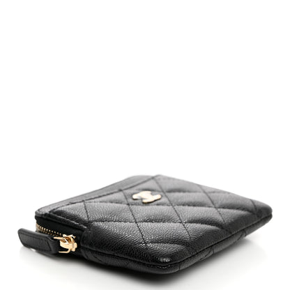 Chanel Caviar Quilted Zip Card Holder Wallet Black 4 of 8