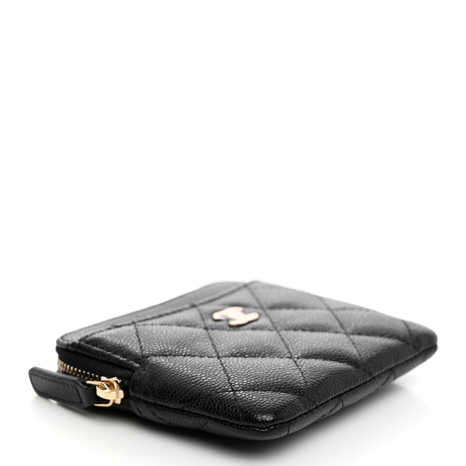 Chanel Caviar Quilted Zip Card Holder Wallet Black 4 of 8