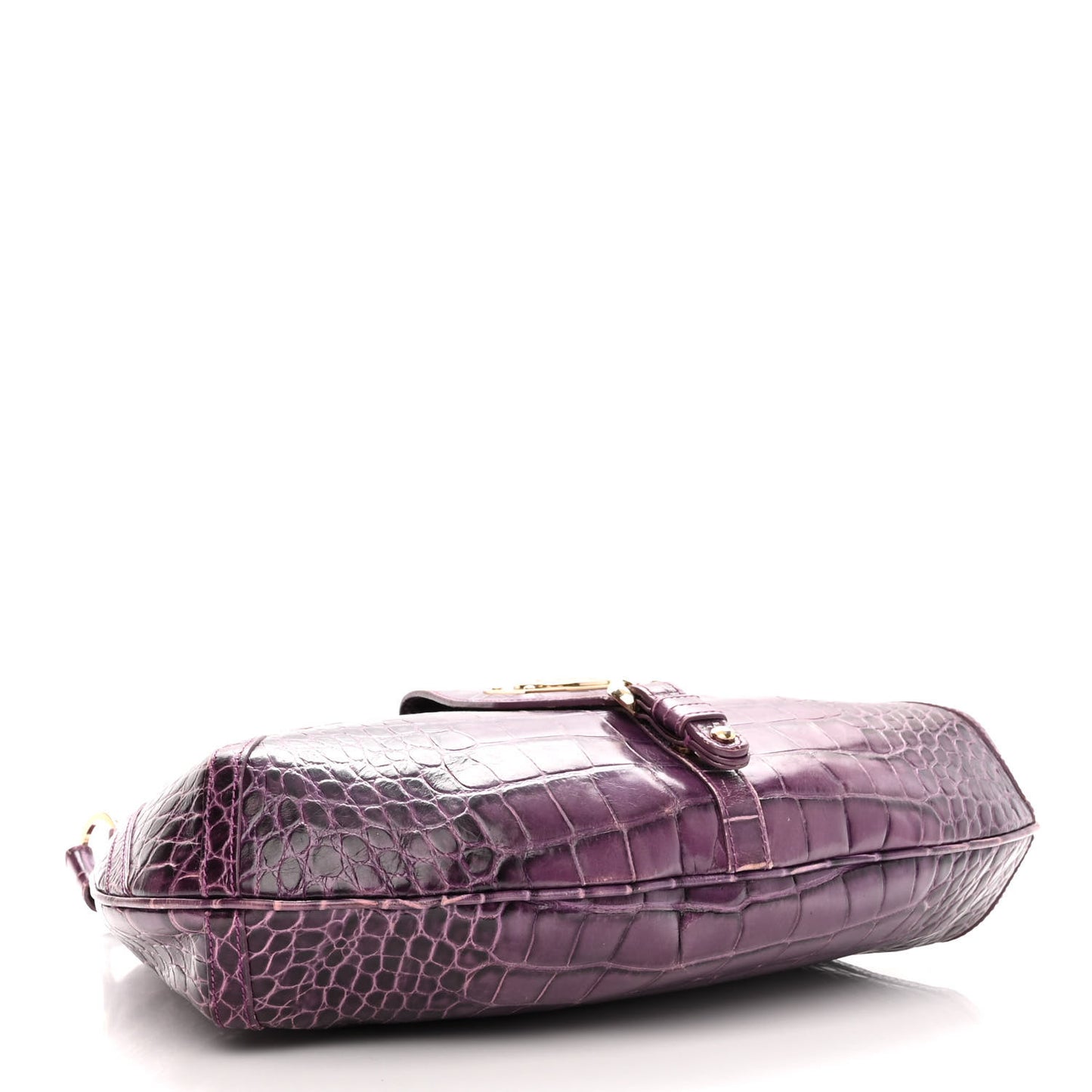 Calfskin Crocodile Embossed Hobo Purple