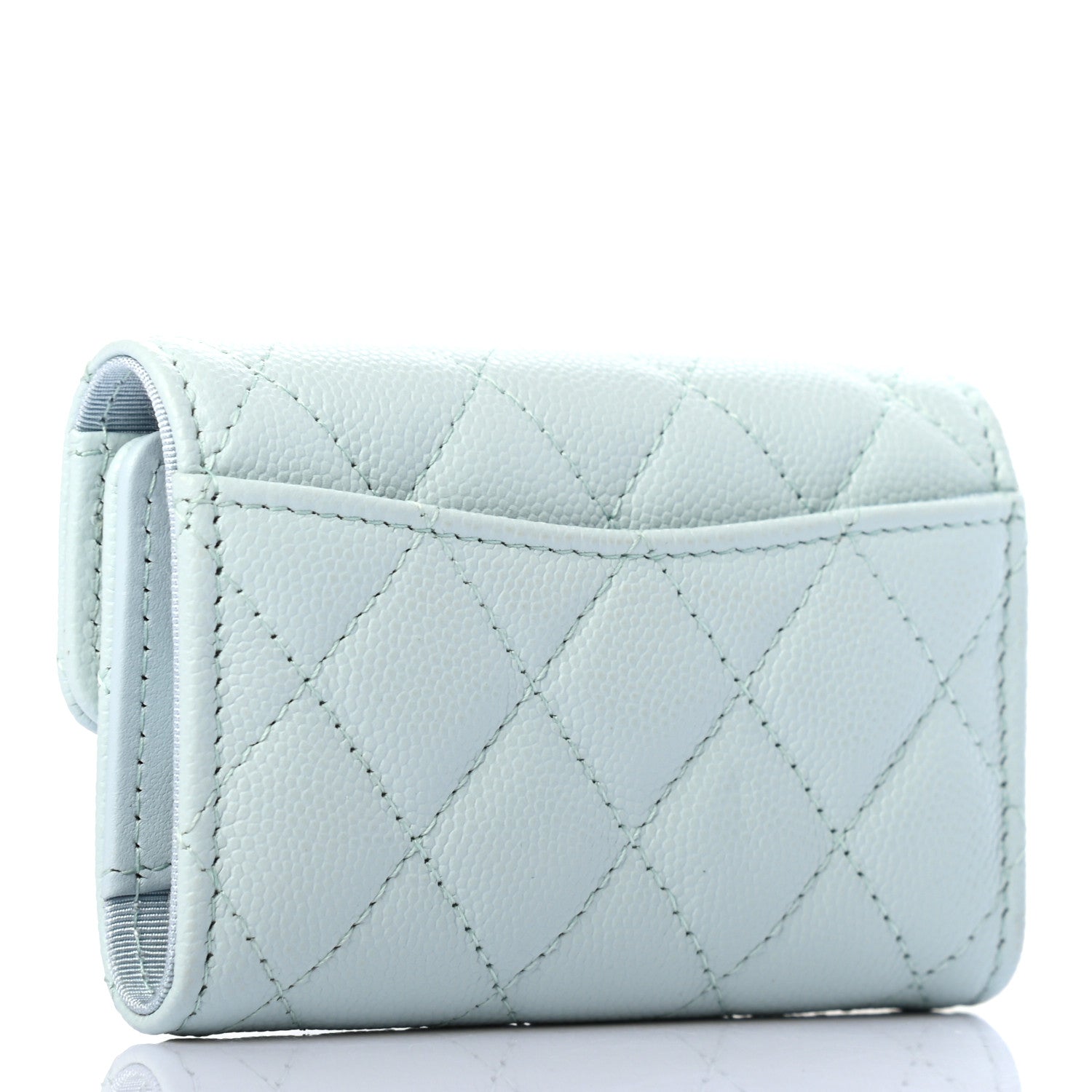 Chanel Caviar Quilted Classic 4 Key Holder Wallet Light Blue 3 of 9
