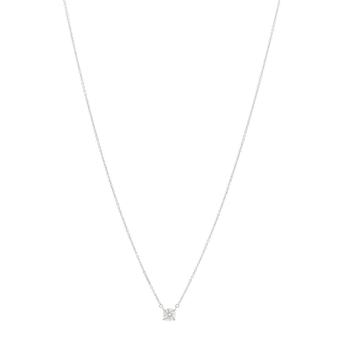 Tiffany Platinum Diamond .61ct Solitaire Pendant Necklace 1 of 6