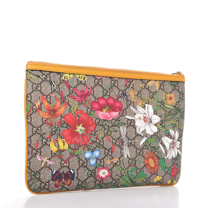 Gucci GG Supreme Monogram Flora Large Ophidia Pouch Clutch Beige Multicolor Crop 3 of 11