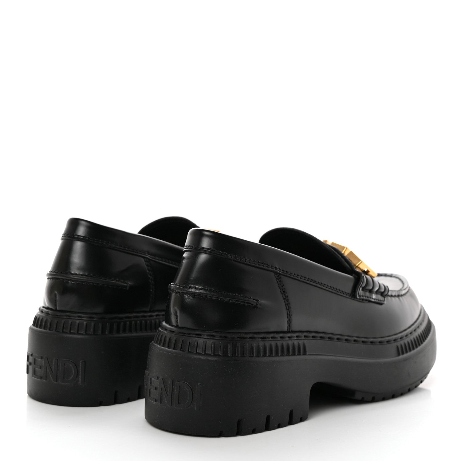 Fendi Vitello Abrasivato Fendigraphy 50mm Loafers 37 Black 4 of 10