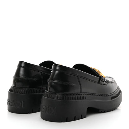 Fendi Vitello Abrasivato Fendigraphy 50mm Loafers 37 Black 4 of 10