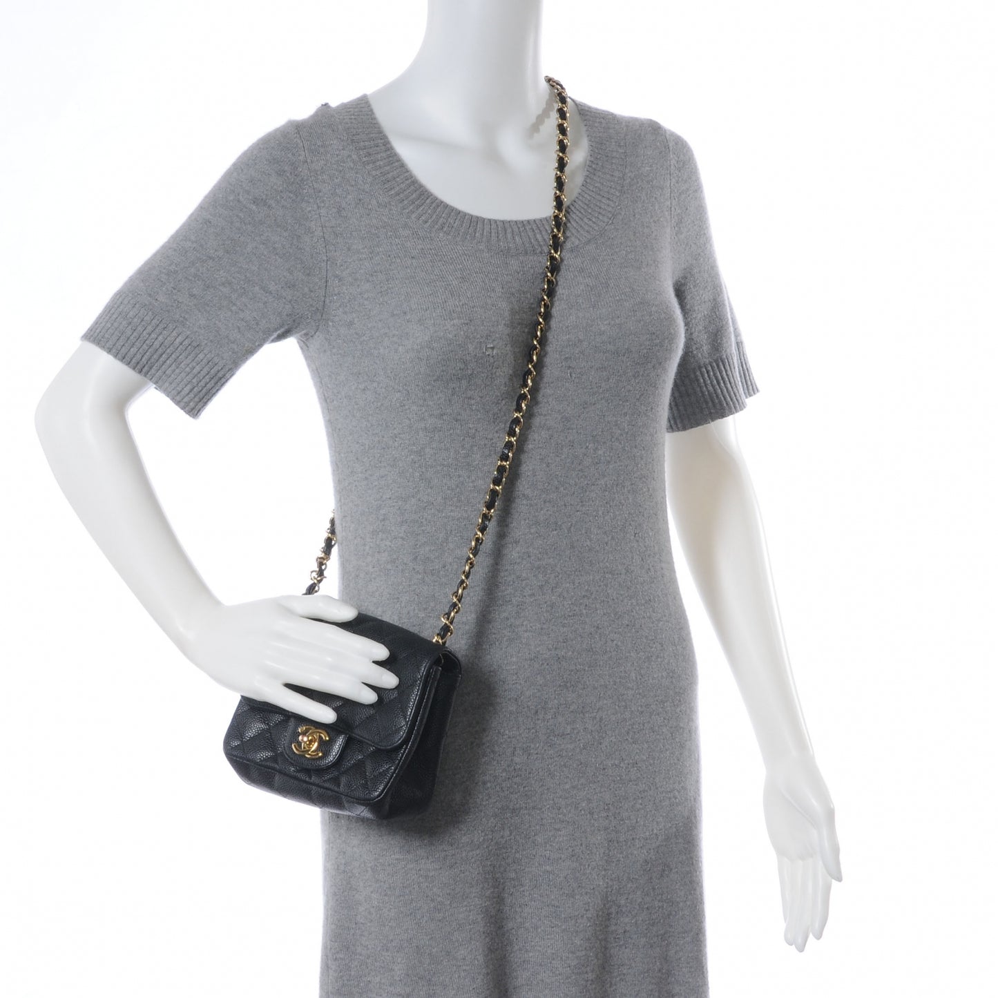 Caviar Quilted Mini Flap Bag Black