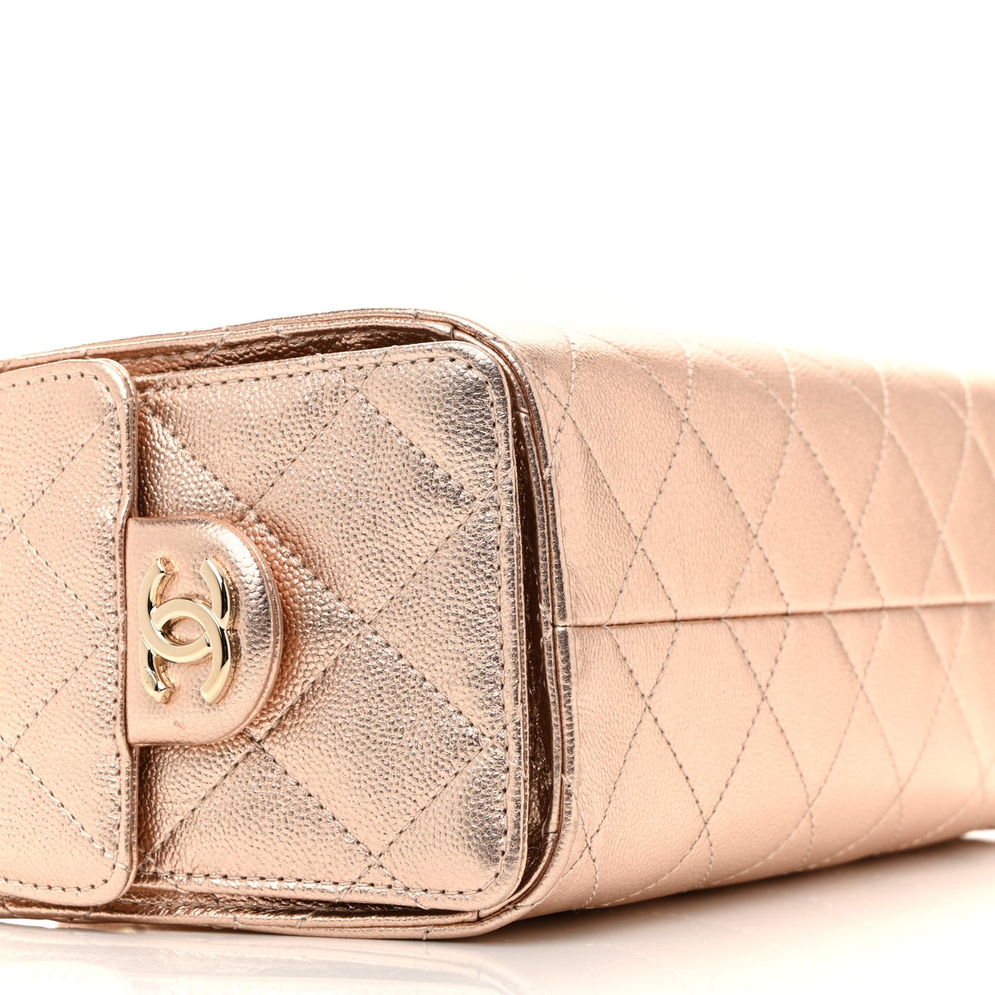 Metallic Caviar Quilted Mini Chanel 25 Handbag Copper