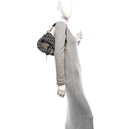Christian Dior Oblique Embroidered Saddle Bag Blue 2 of 11