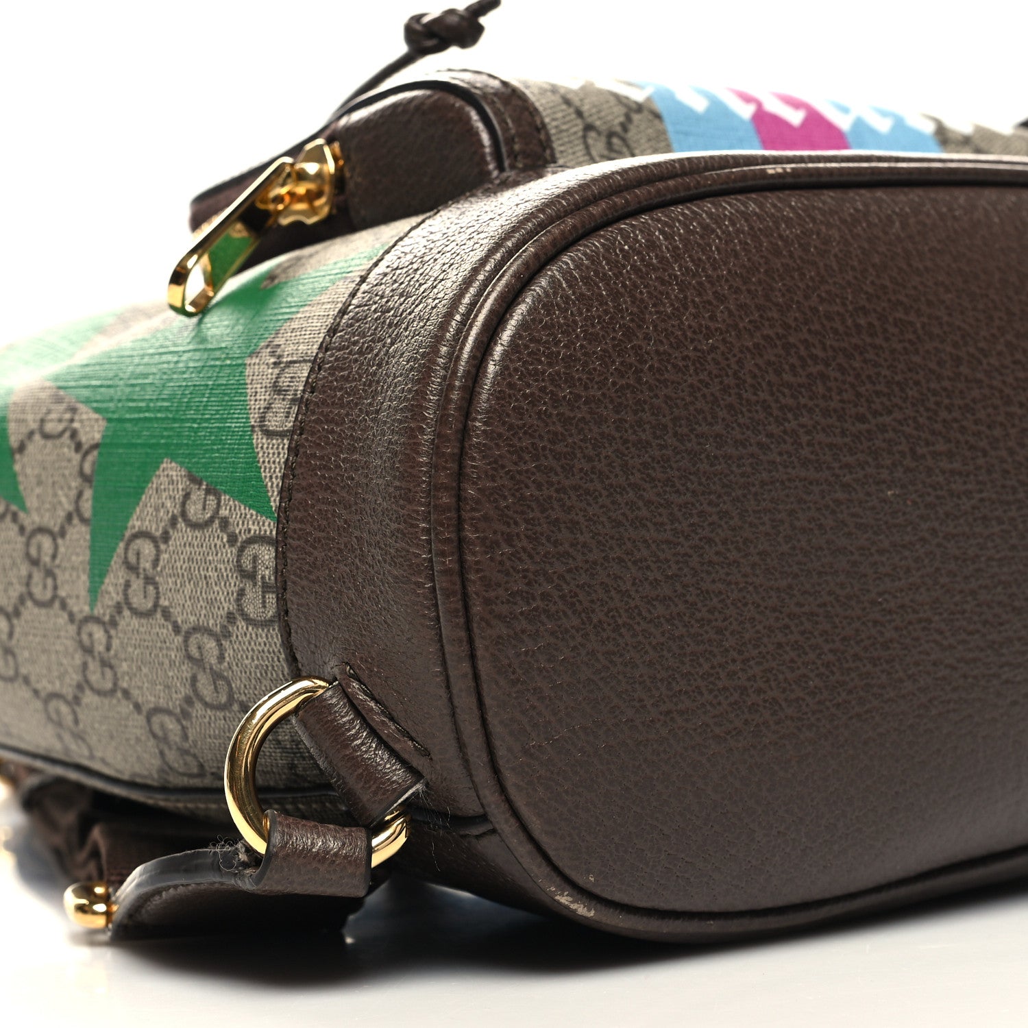 Gucci GG Supreme Monogram Equestrian Textured Dollar Calfskin Retro Interlocking G Buckle Backpack Beige Ebony Multicolor New Acero 9 of 10