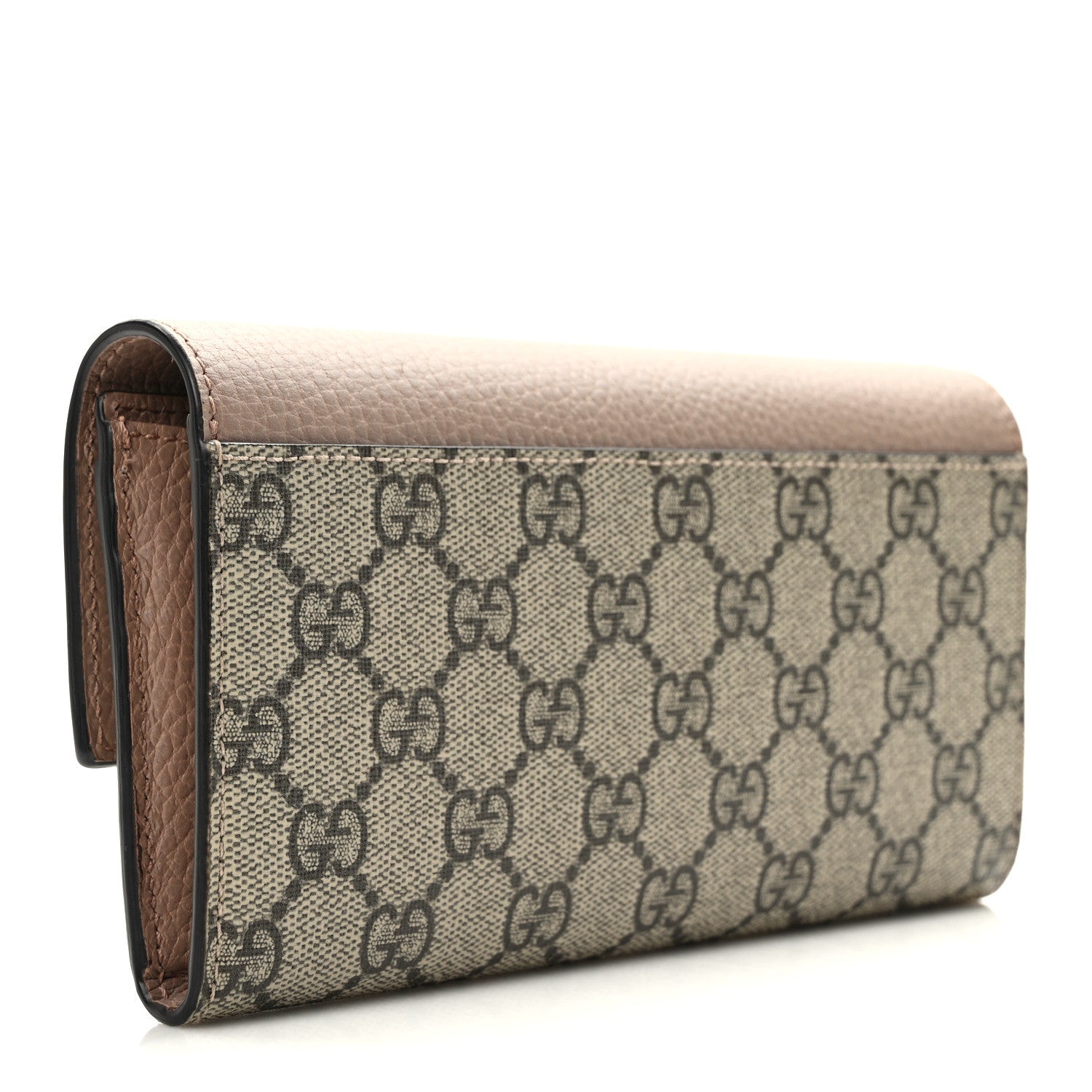 Gucci Dollar Calfskin GG Supreme Monogram GG Marmont Continental Wallet Old Rose Beige Ebony 3 of 9
