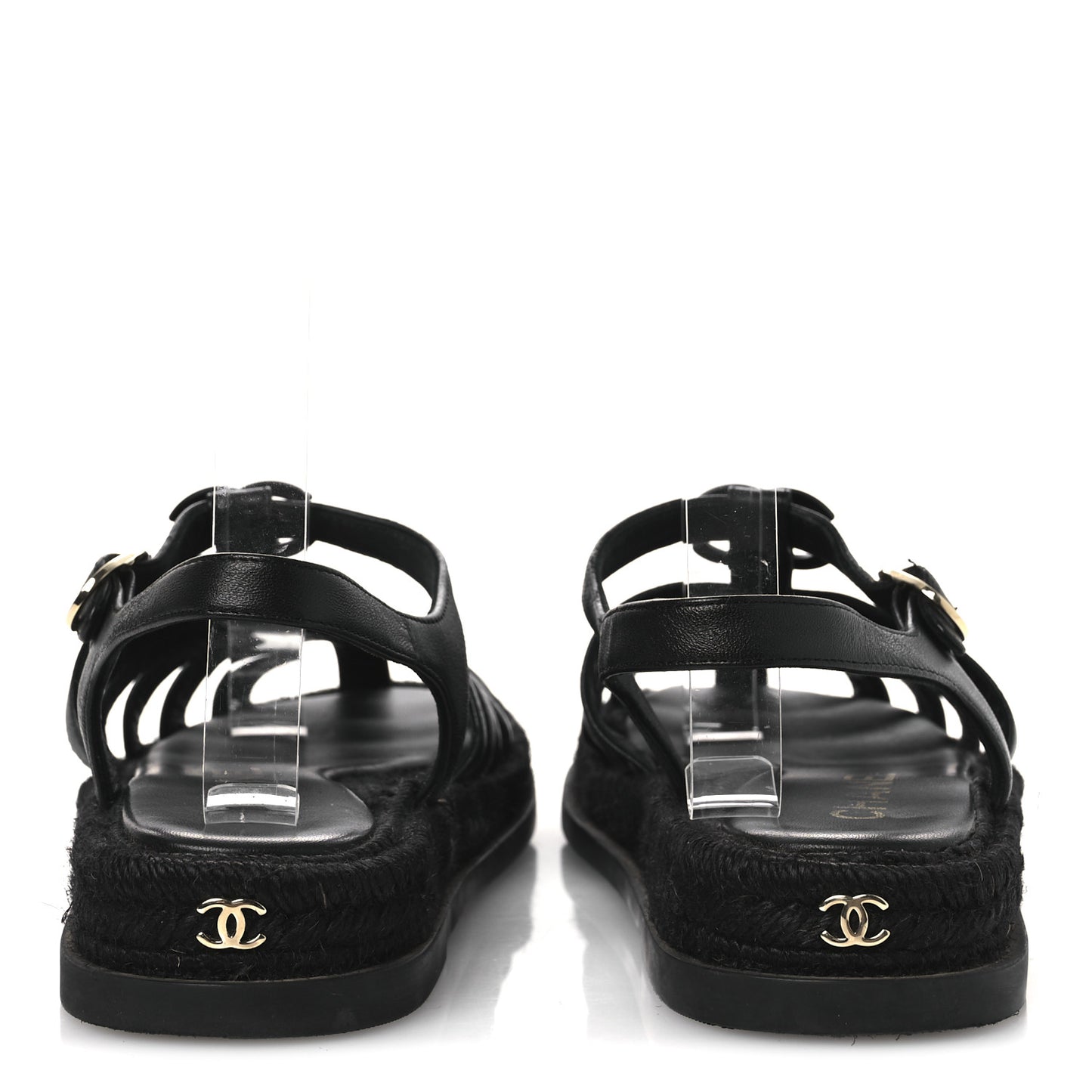 Lambskin Espadrille Sandals 38 Black