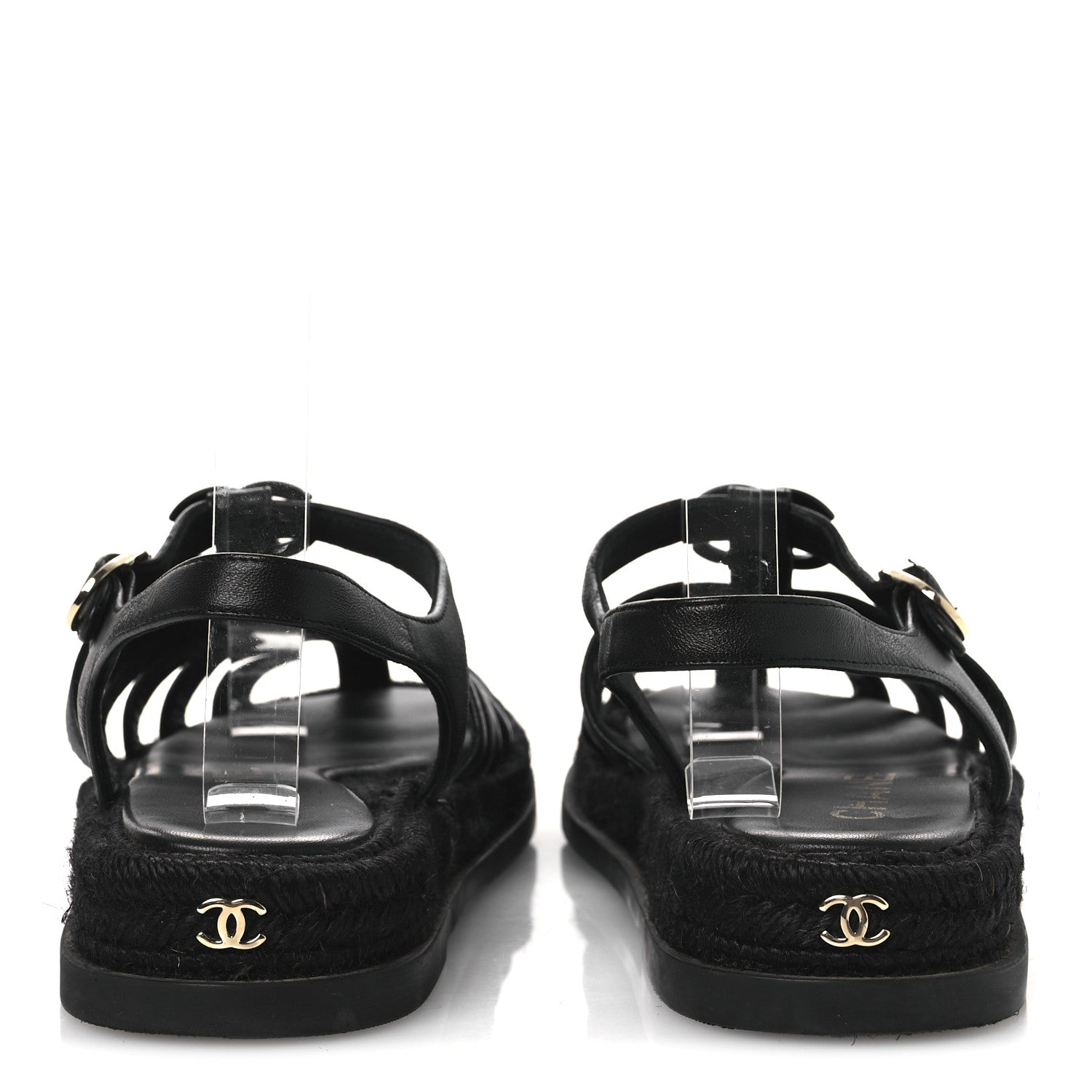 Chanel Lambskin Espadrille Sandals 38 Black 6 of 14