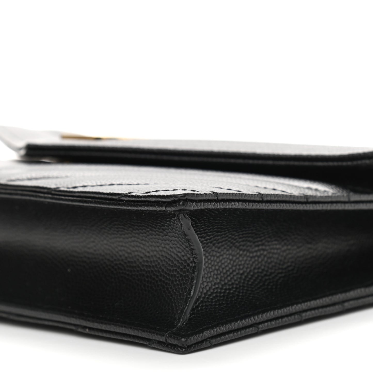 Grain De Poudre Matelasse Chevron Monogram Envelope Chain Wallet Black
