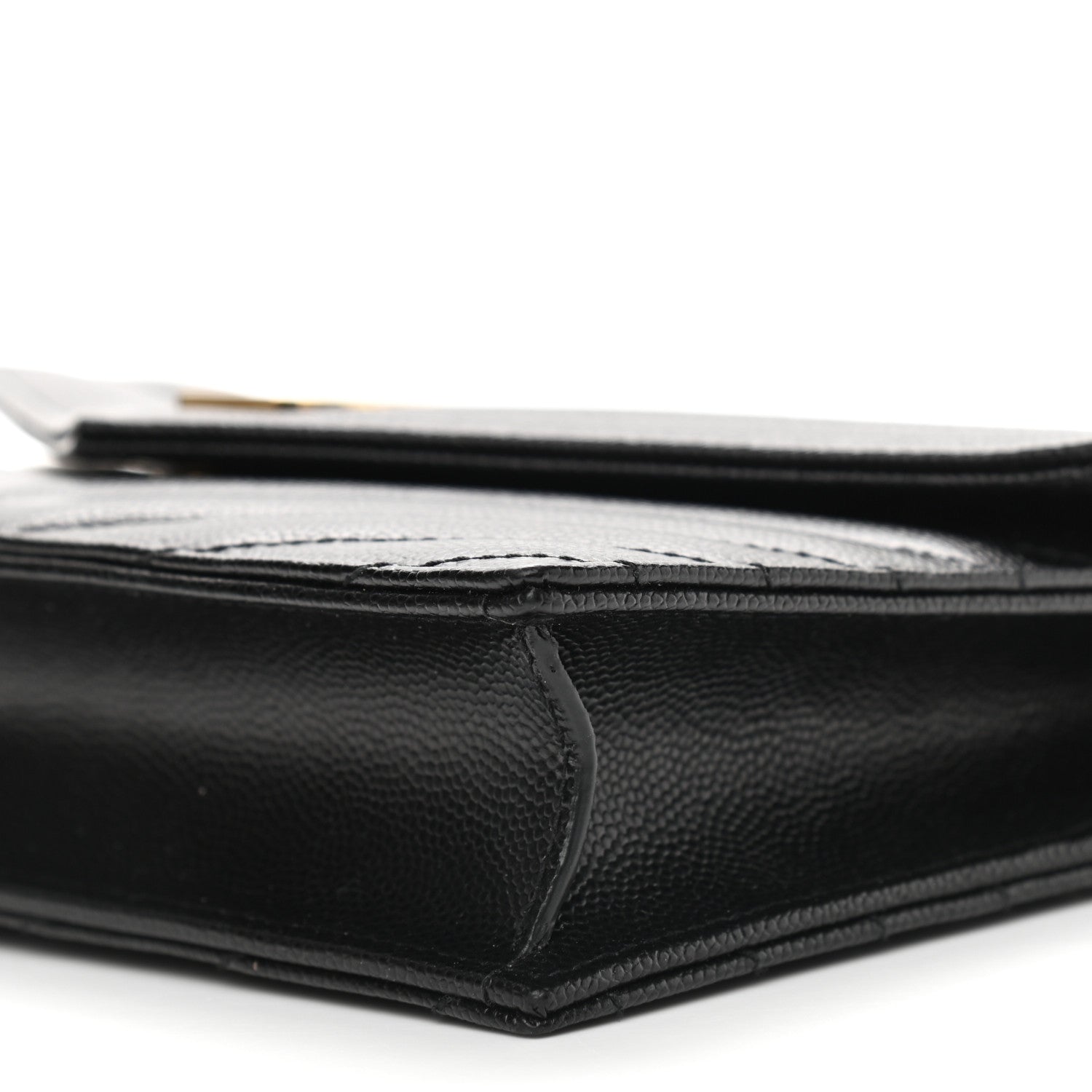 Saint Laurent Grain De Poudre Matelasse Chevron Monogram Envelope Chain Wallet Black 9 of 9