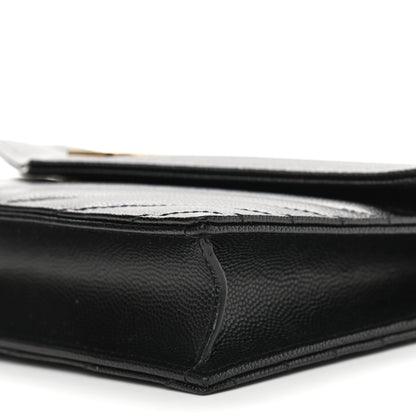 Saint Laurent Grain De Poudre Matelasse Chevron Monogram Envelope Chain Wallet Black 9 of 9