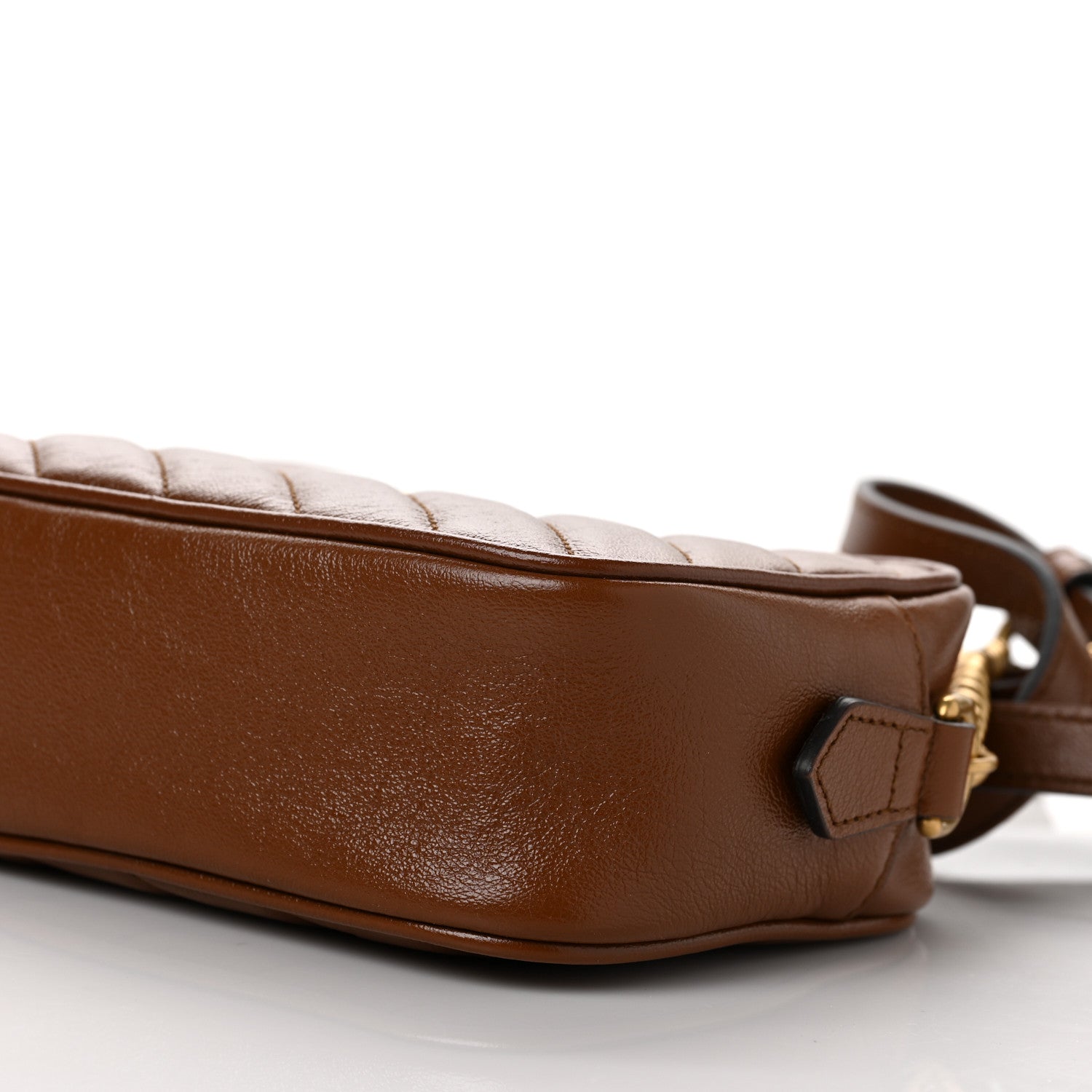 Gucci Glazed Calfskin Matelasse Diagonal Mini GG Marmont Chain Shoulder Bag Cuir 10 of 10