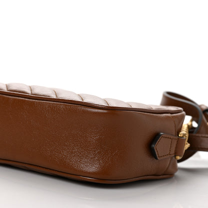 Gucci Glazed Calfskin Matelasse Diagonal Mini GG Marmont Chain Shoulder Bag Cuir 10 of 10