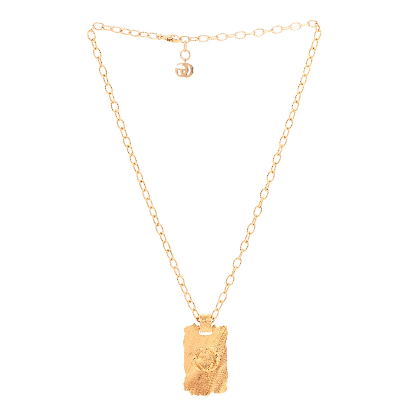 Metal Striped Plate Ottone Dorato Necklace Gold