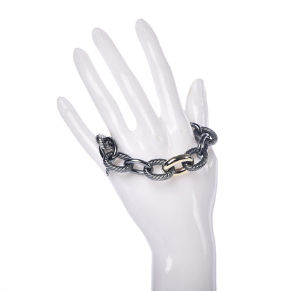 David Yurman Darkened Sterling Silver 14K Yellow Gold 19mm Extra Large Oval Link Bracelet 2 of 4
