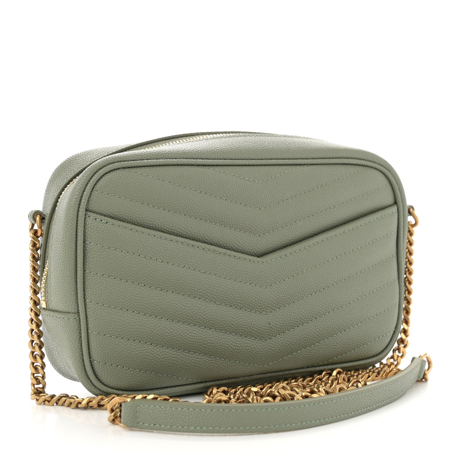 Saint Laurent Grain De Poudre Matelasse Monogram Mini Lou Camera Bag Light Sage 3 of 13