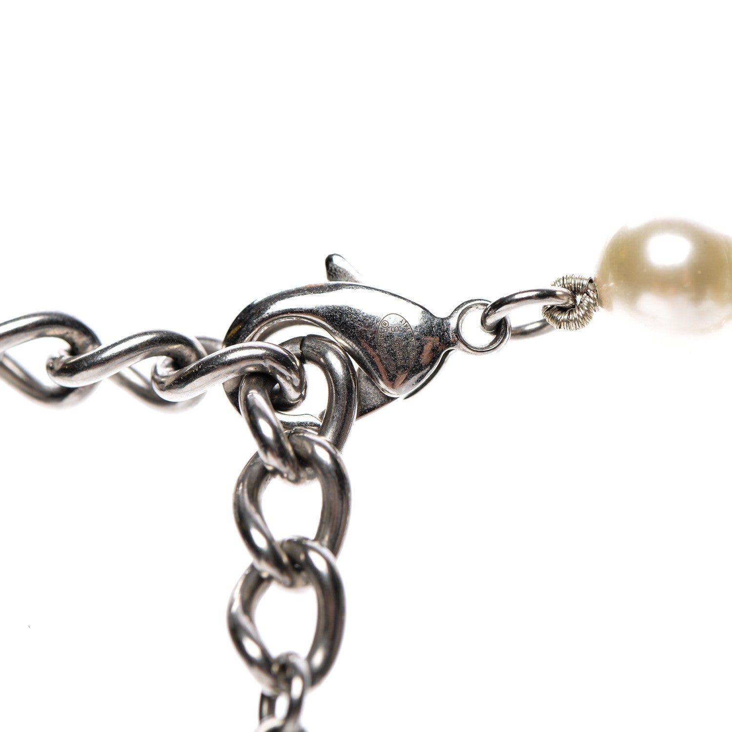 Chanel Ruthenium Pearl Beaded CC Long Necklace 4 of 5