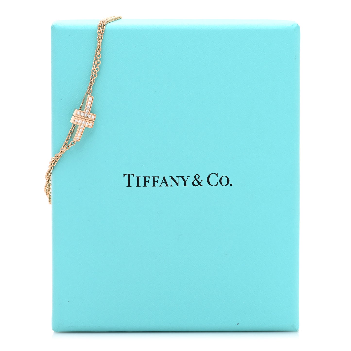 18K Rose Gold Diamond T Double Chain Bracelet
