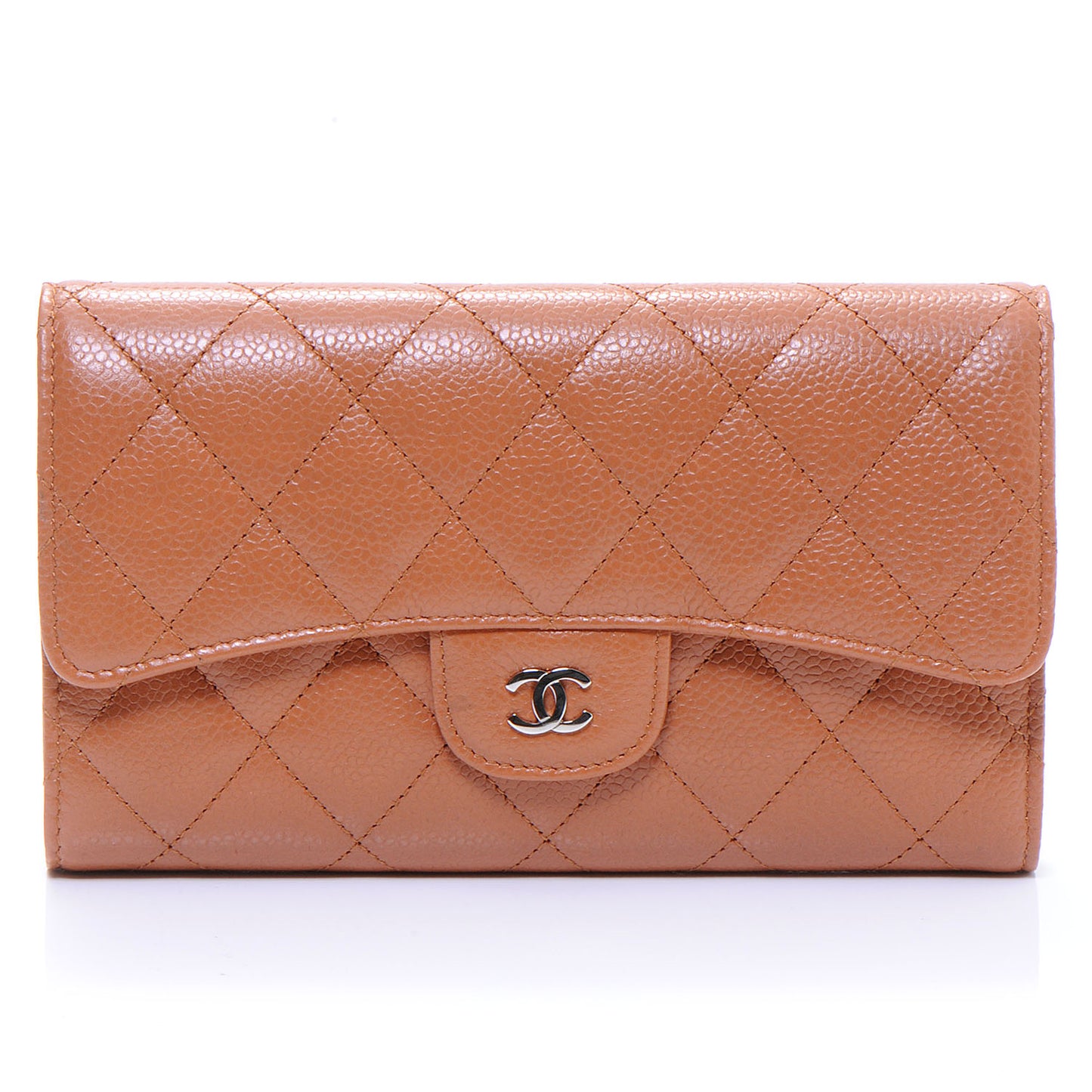 Caviar Quilted Long Flap Wallet Rose