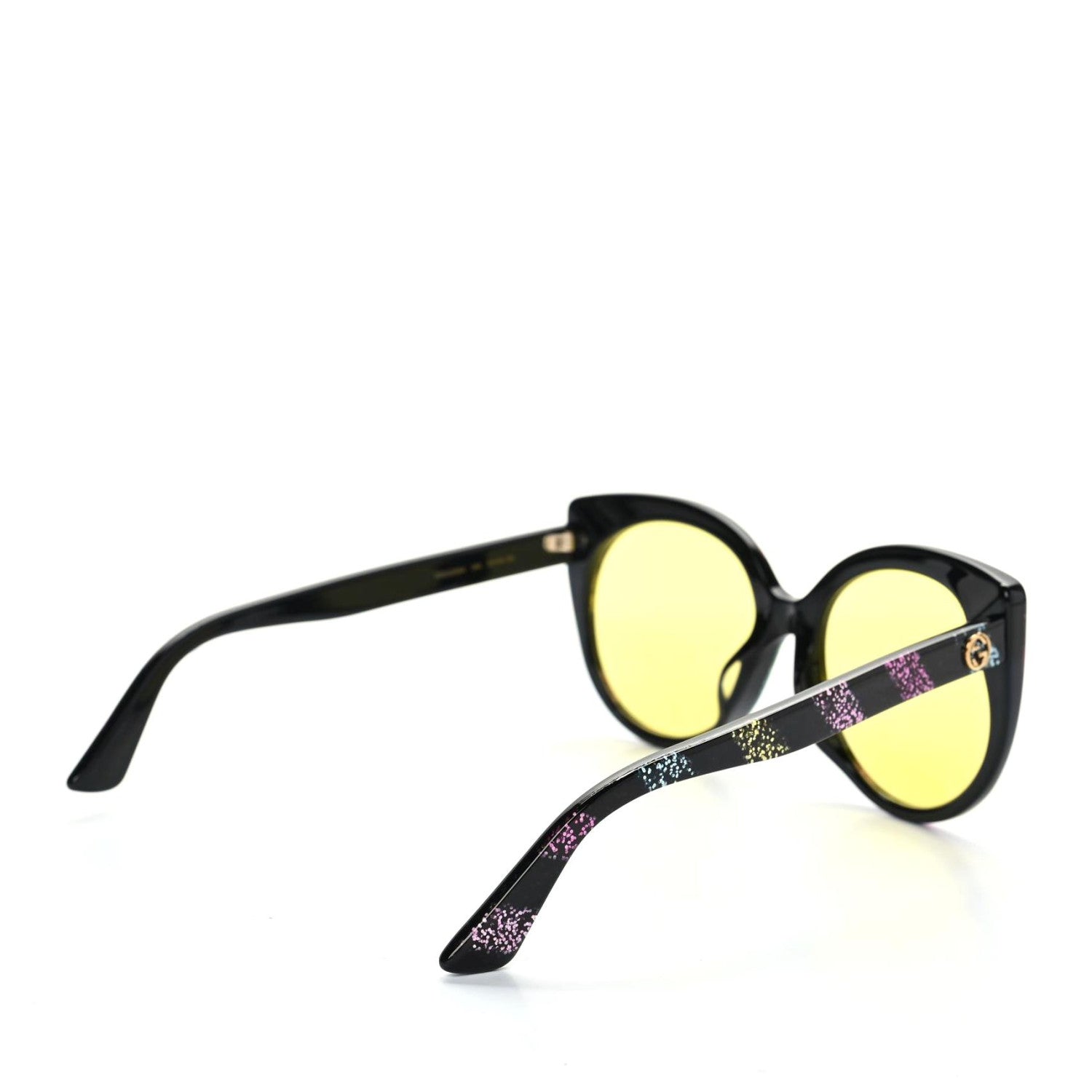 Gucci Glitter Acetate Cat Eye Sunglasses GG0325SA Black Yellow 4 of 8
