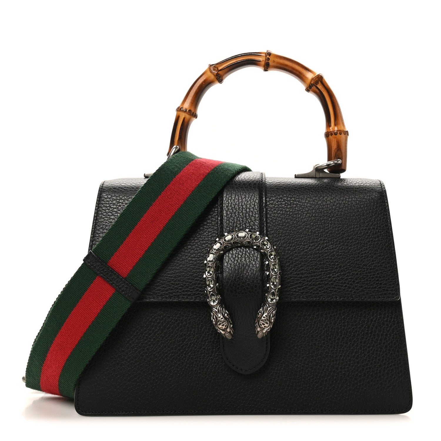 Gucci Dollar Calfskin Crystal Web Medium Dionysus Bamboo Top Handle Bag Black Black Diamond 1 of 11
