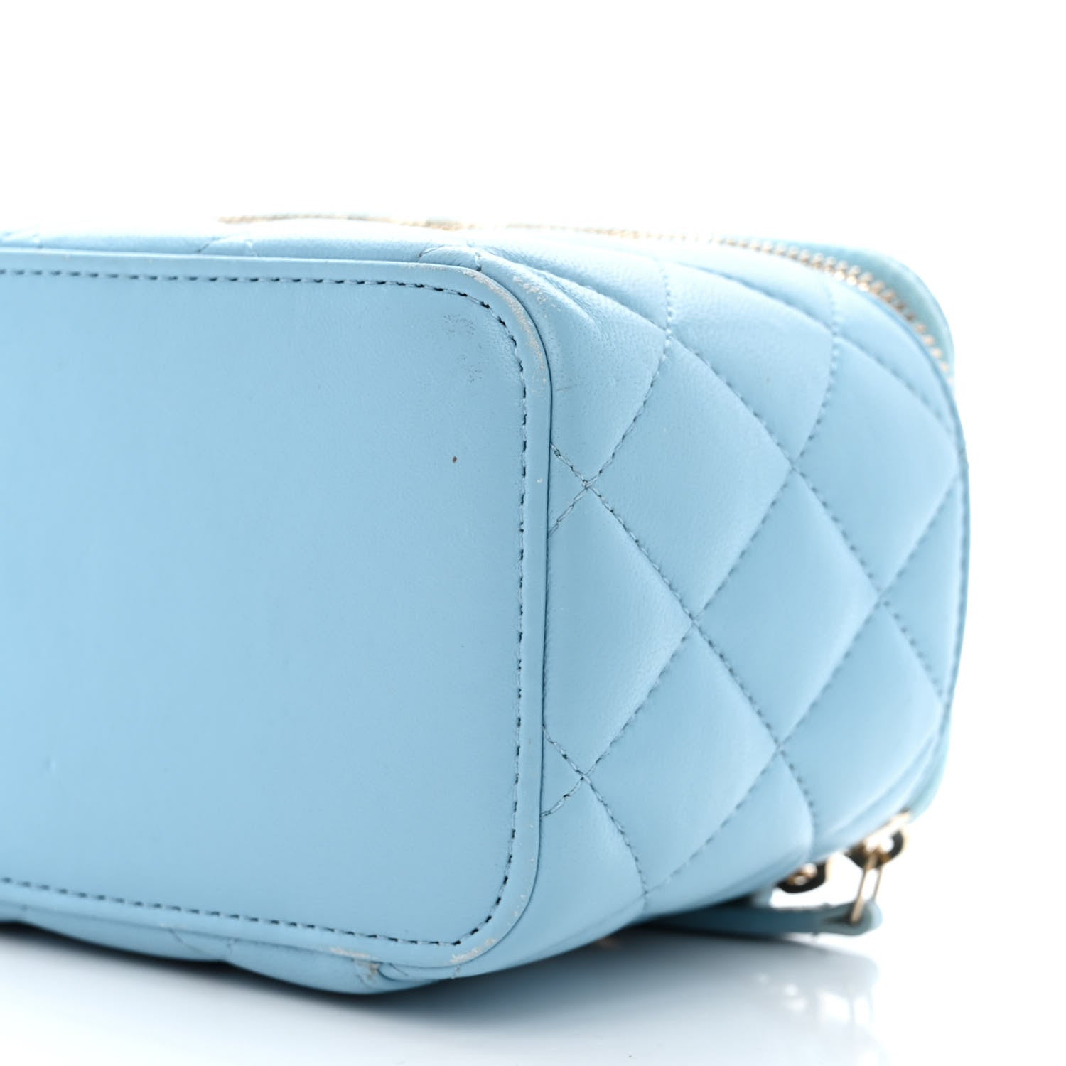 Chanel Lambskin Quilted Pearl Crush Small Vanity Case With Chain Light Blue 10 of 10