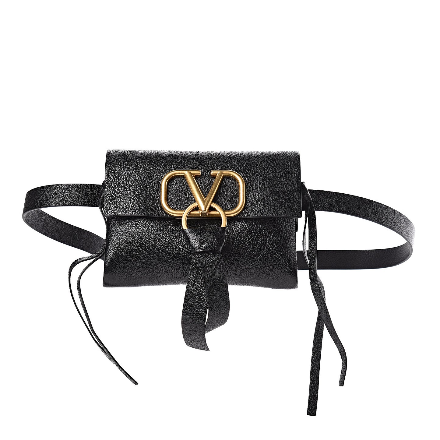 Textured Patent Calfskin VRing Belt Bag 95 Black